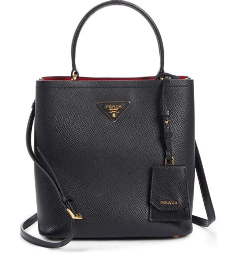 prada double bucket small in red|Prada handbags sale.